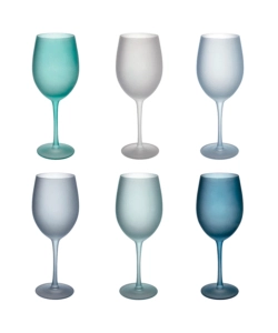 SERVIZIO CALICI  "HAPPY HOUR" IN VETRO SFUMATURE DI BLU, 6 PEZZI